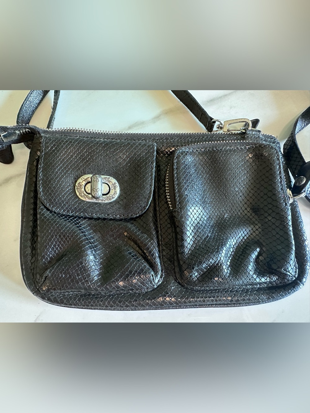 Brighton Collectibles Black Textured Wristlet Crossbody Bag